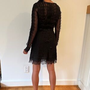 Ermanno Scervino Black Lace Long-Sleeve Mini Dress